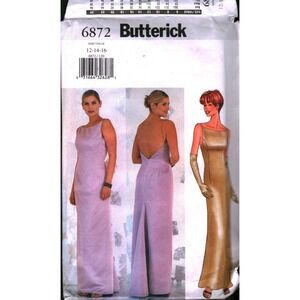 Butterick 6872 Misses Dress Sewing Pattern Size 12-16 Formal Evening Gown Godet